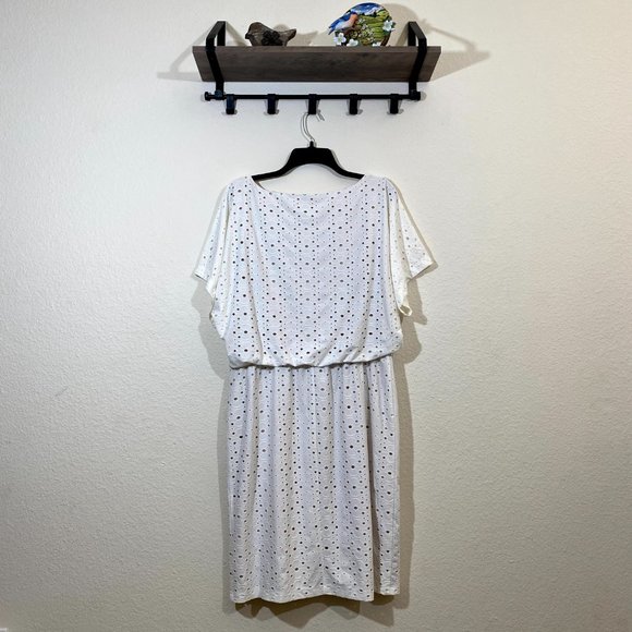 New York & Company sz:L White Tan Perforated Dress - Picture 5 of 11